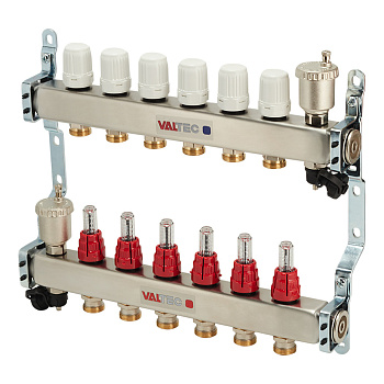 Коллекторная группа со вст. расх. 1"x 6 вых. Valtec (НЕРЖ) VT.586